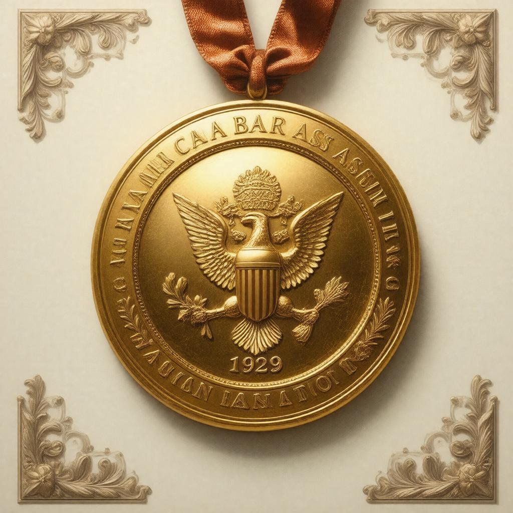 Click to view larger image AI-created image of American Bar Association Medal