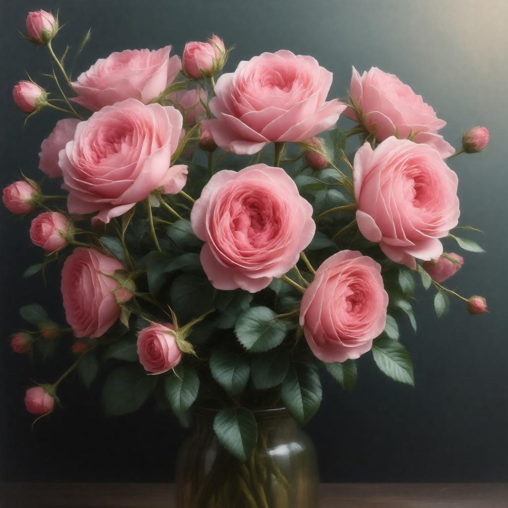 AI-created image of American Beauty rose