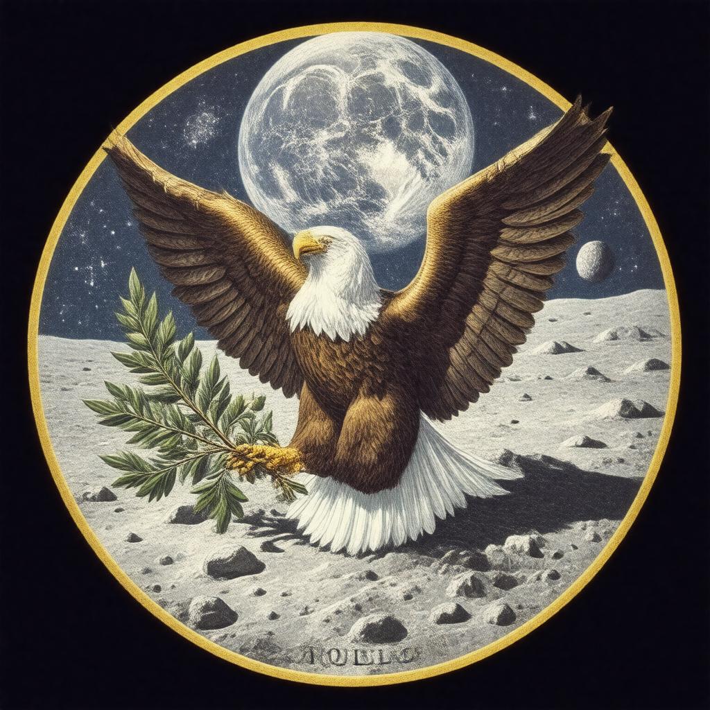 Click to view larger image AI-created image of Apollo 11 insignia