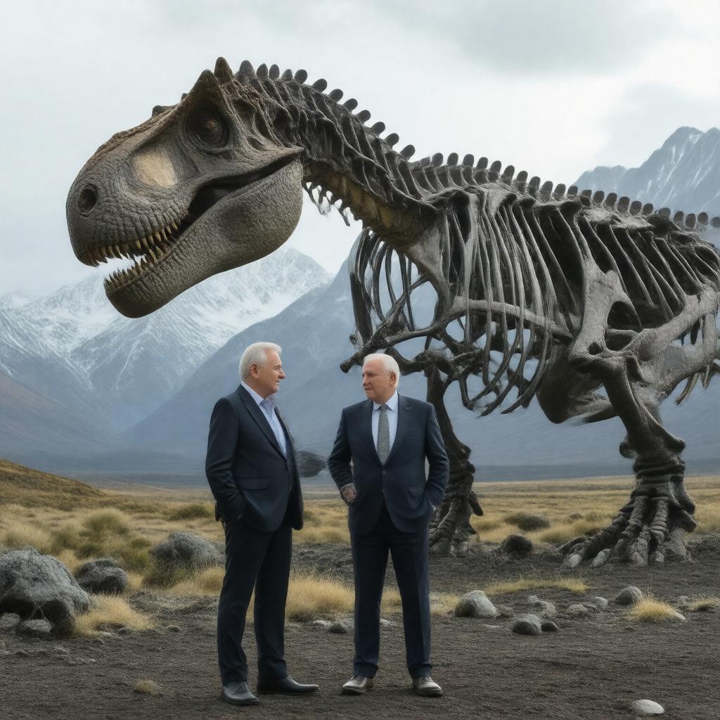 AI-created image of Attenborough and the Giant Dinosaur