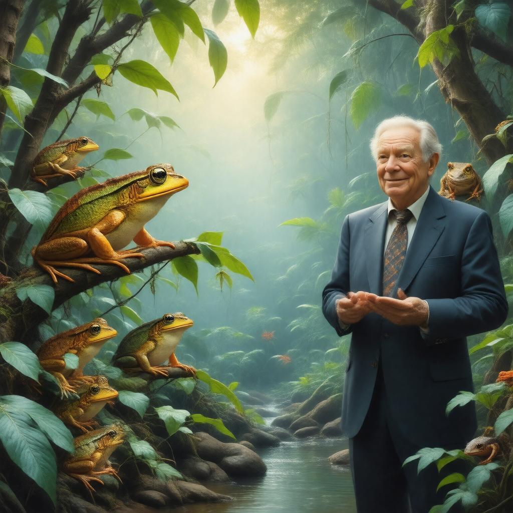 Click to view larger image AI-created image of Attenborough's Fabulous Frogs