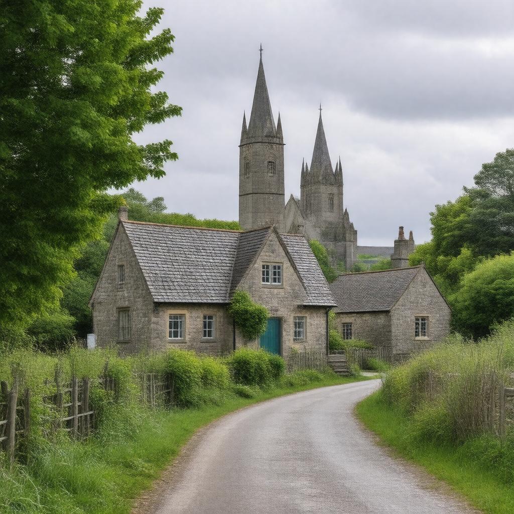 Click to view larger image AI-created image of Austerfield, Yorkshire, England