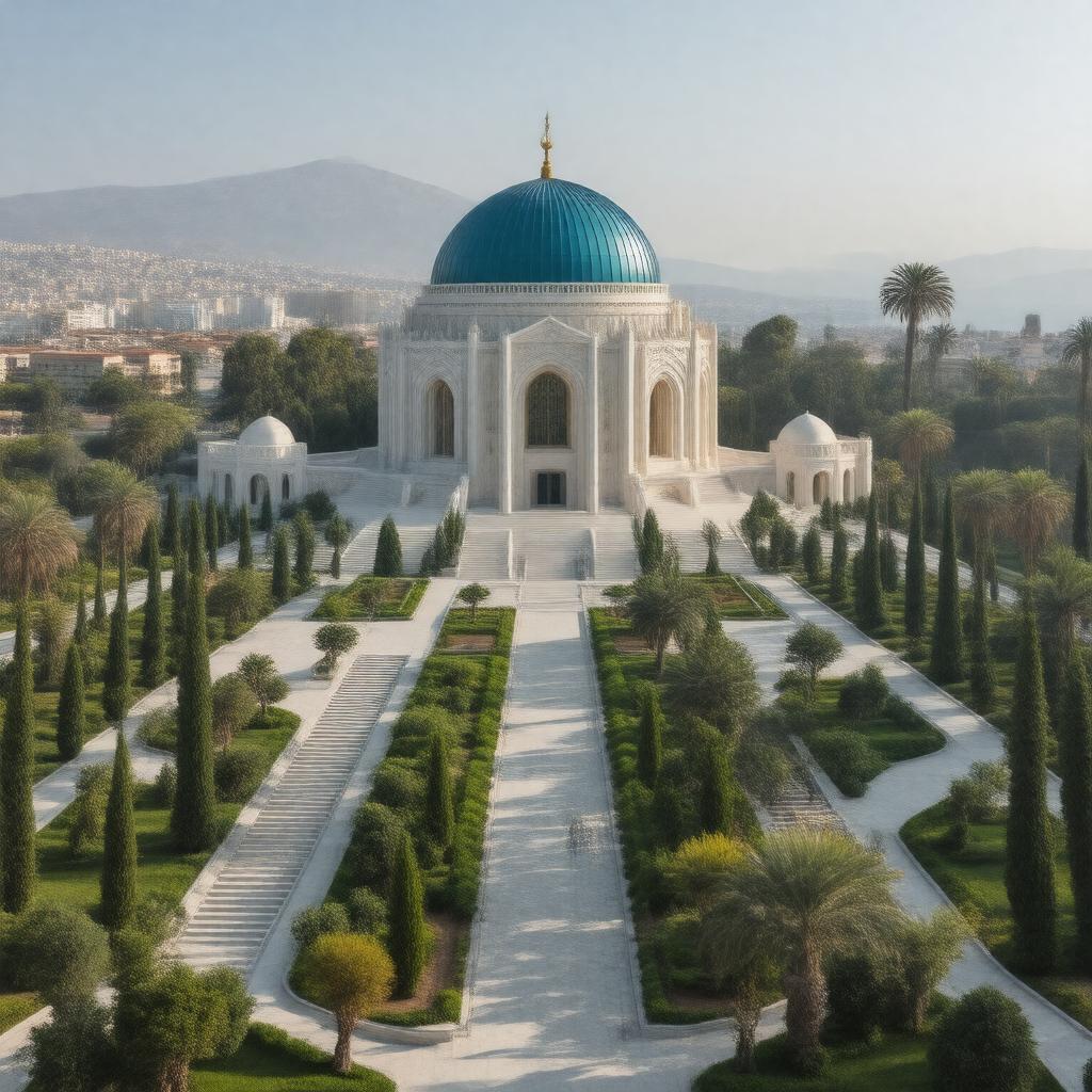 Click to view larger image AI-created image of Baháʼí World Centre