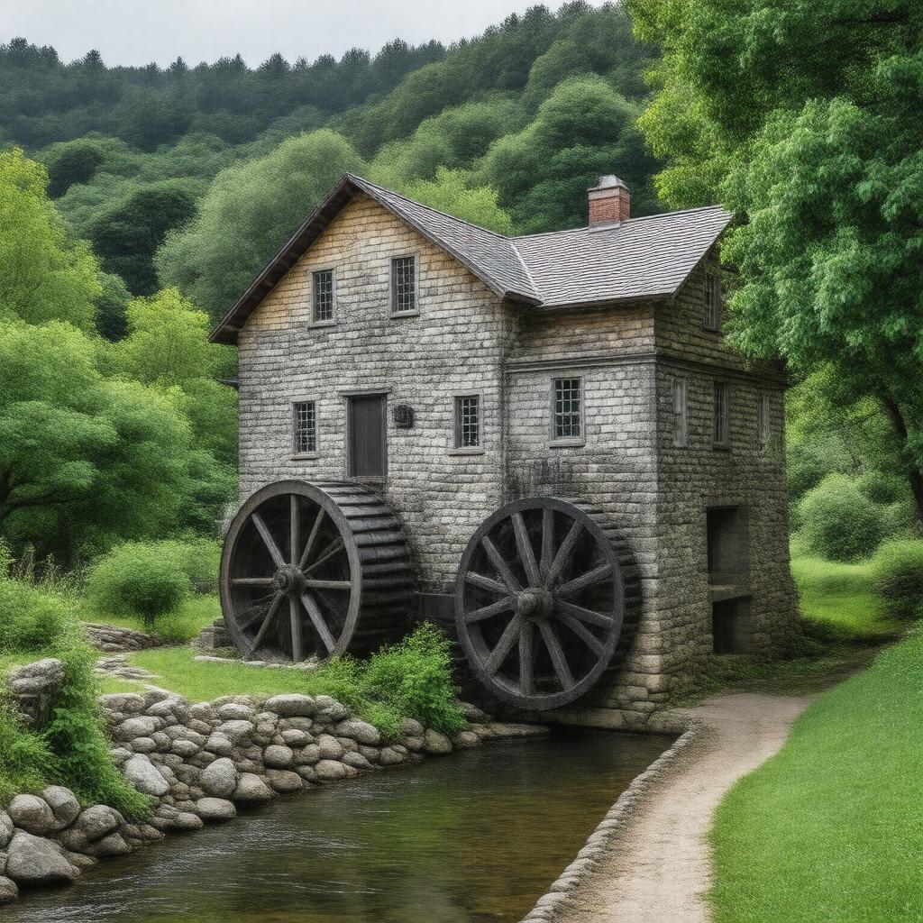 AI-created image of Bale Grist Mill State Historic Park
