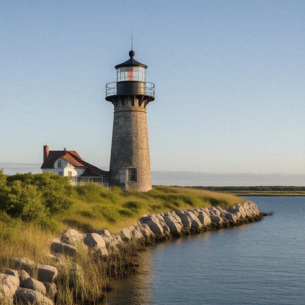 Click to view larger image AI-created image of Bass River Light