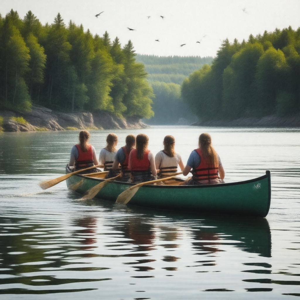 Click to view larger image AI-created image of Bates Outing Club Canoe Trip