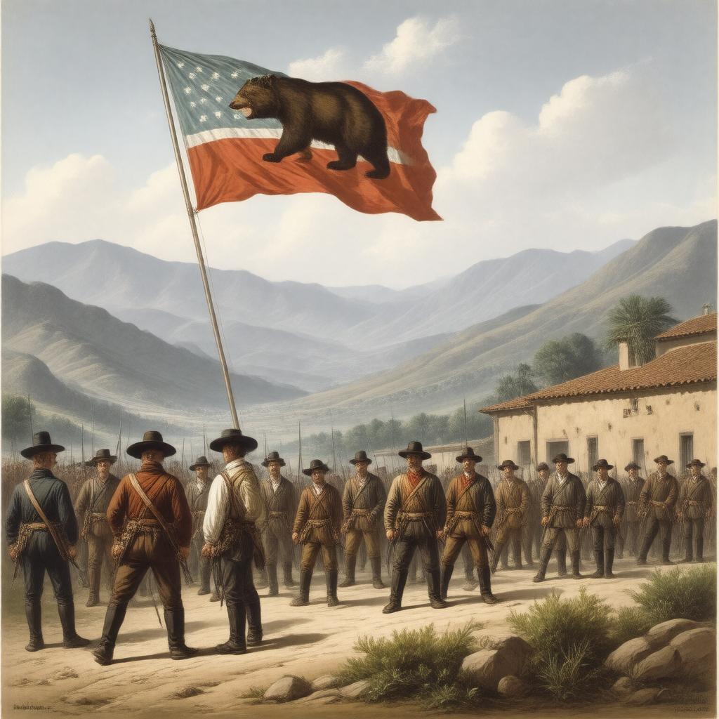 Click to view larger image AI-created image of Bear Flag Revolt