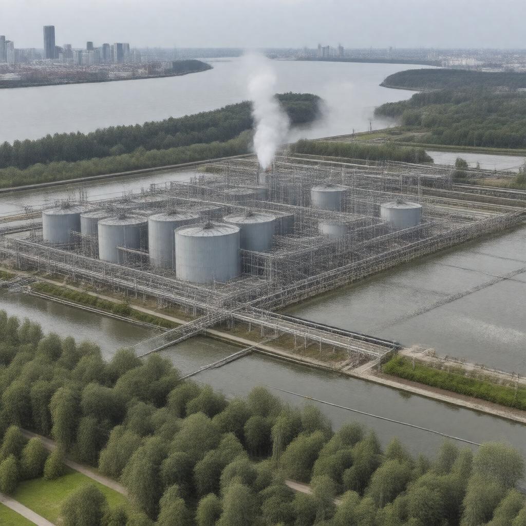 Click to view larger image AI-created image of Beckton Sewage Treatment Works