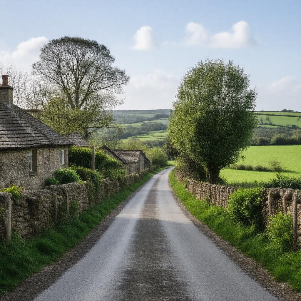 AI-created image of Bedbury Lane, Freshwater Bay, Isle of Wight