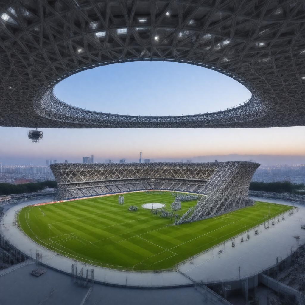 Click to view larger image AI-created image of Beijing National Stadium (Bird's Nest)