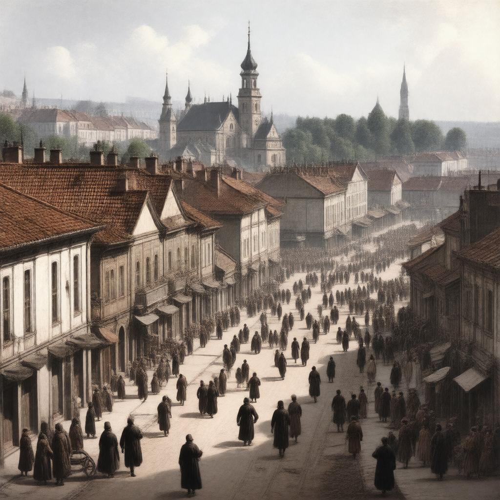 AI-created image of Berdychiv, Russian Empire