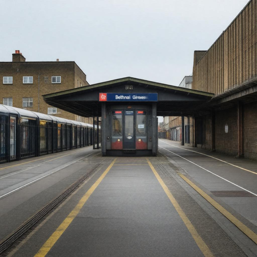 Click to view larger image AI-created image of Bethnal Green station