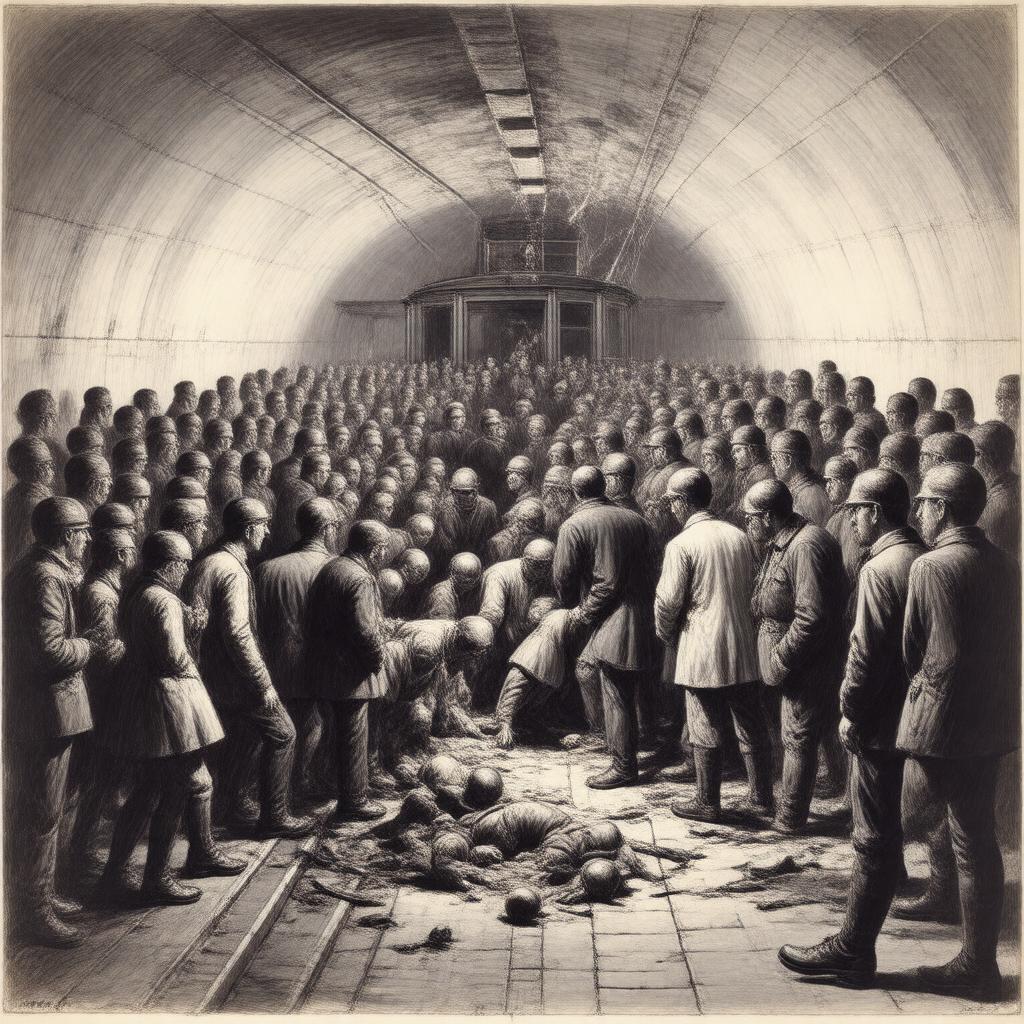 AI-created image of Bethnal Green tube disaster