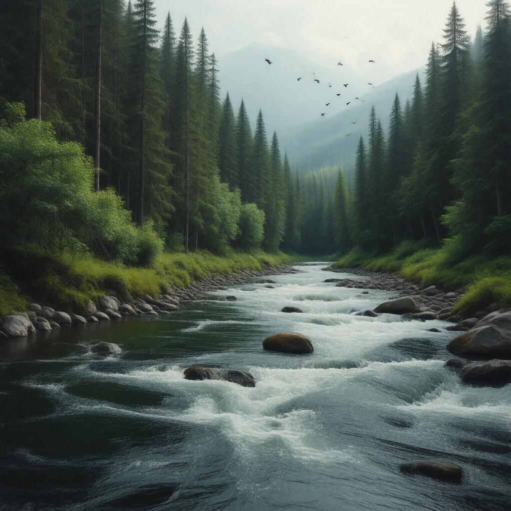 AI-created image of Big Two-Hearted River