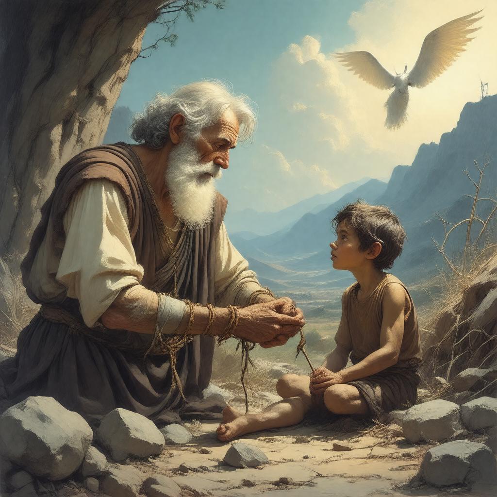 Click to view larger image AI-created image of Binding of Isaac (Judaism, tradition)