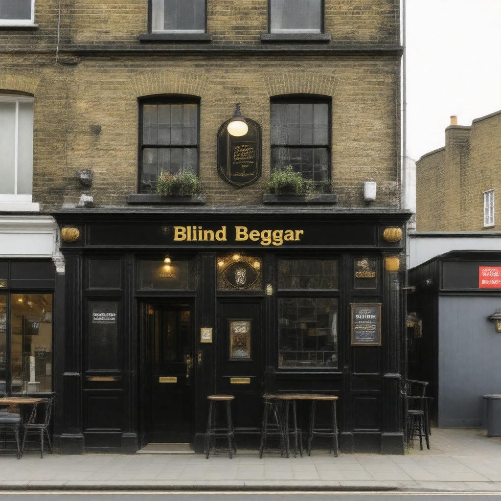 Click to view larger image AI-created image of Blind Beggar pub