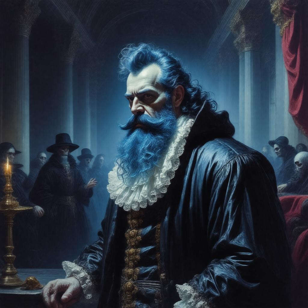 Click to view larger image AI-created image of Bluebeard