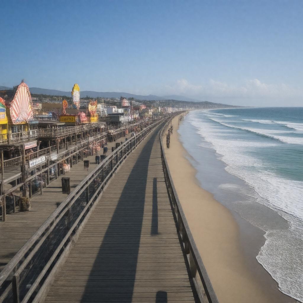 Click to view larger image AI-created image of Boardwalk Beach
