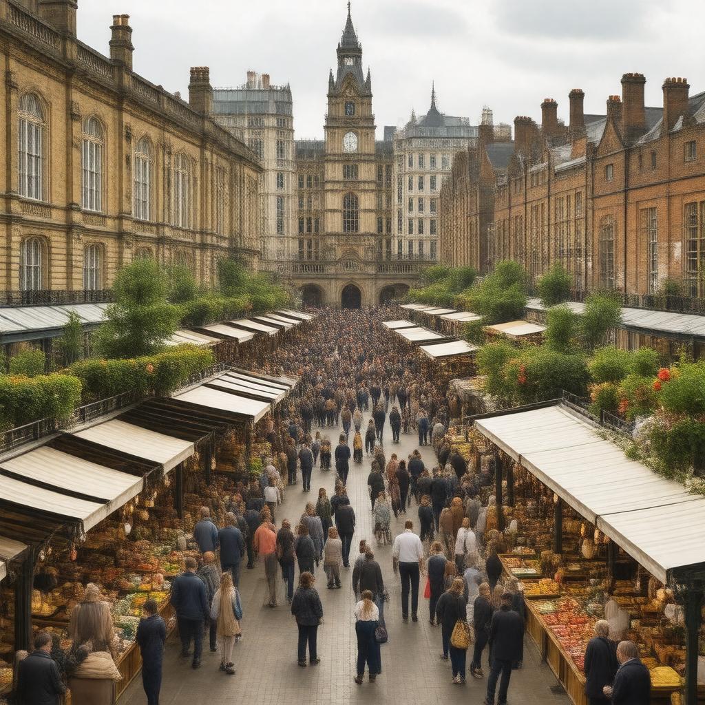Click to view larger image AI-created image of Borough Market, London