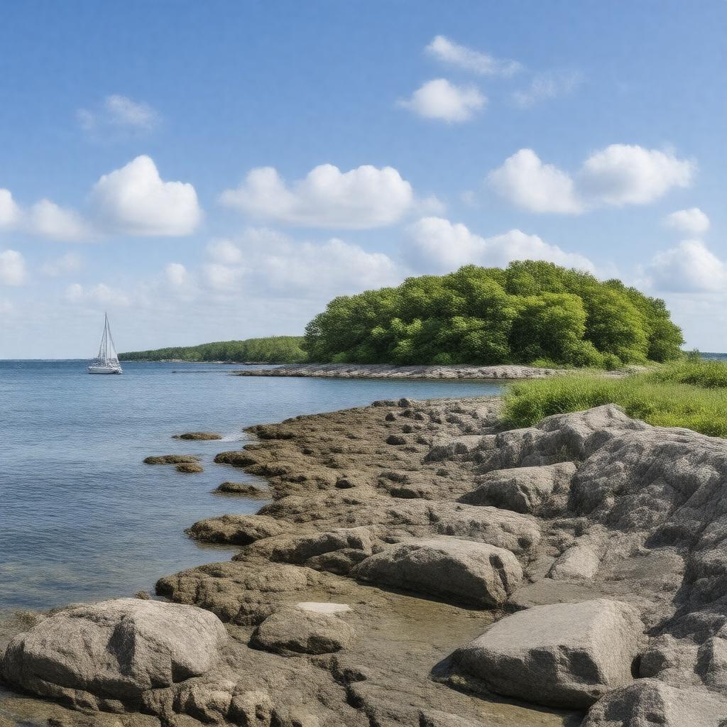 Click to view larger image AI-created image of Boston Harbor Islands National Recreation Area