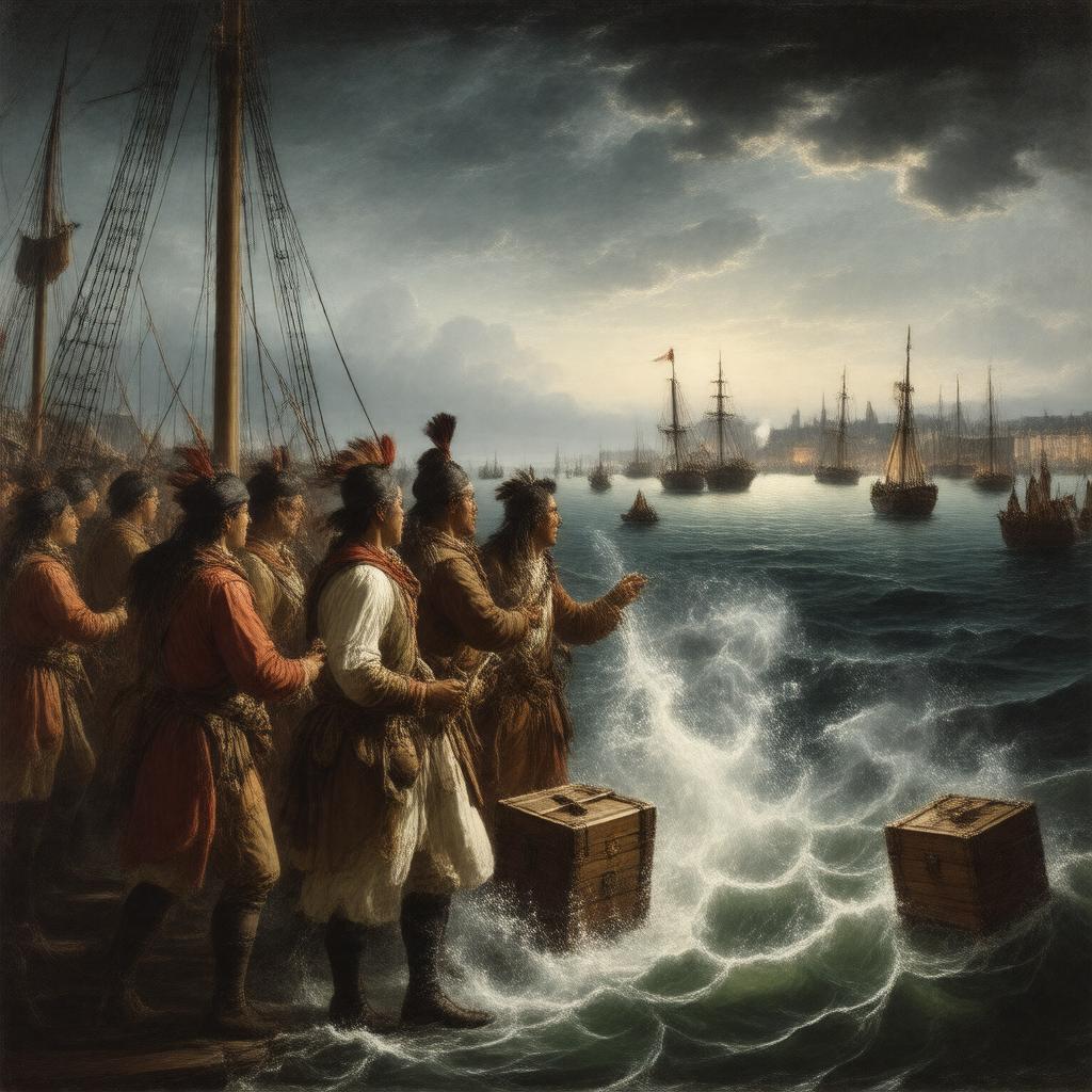 AI-created image of Boston Tea Party