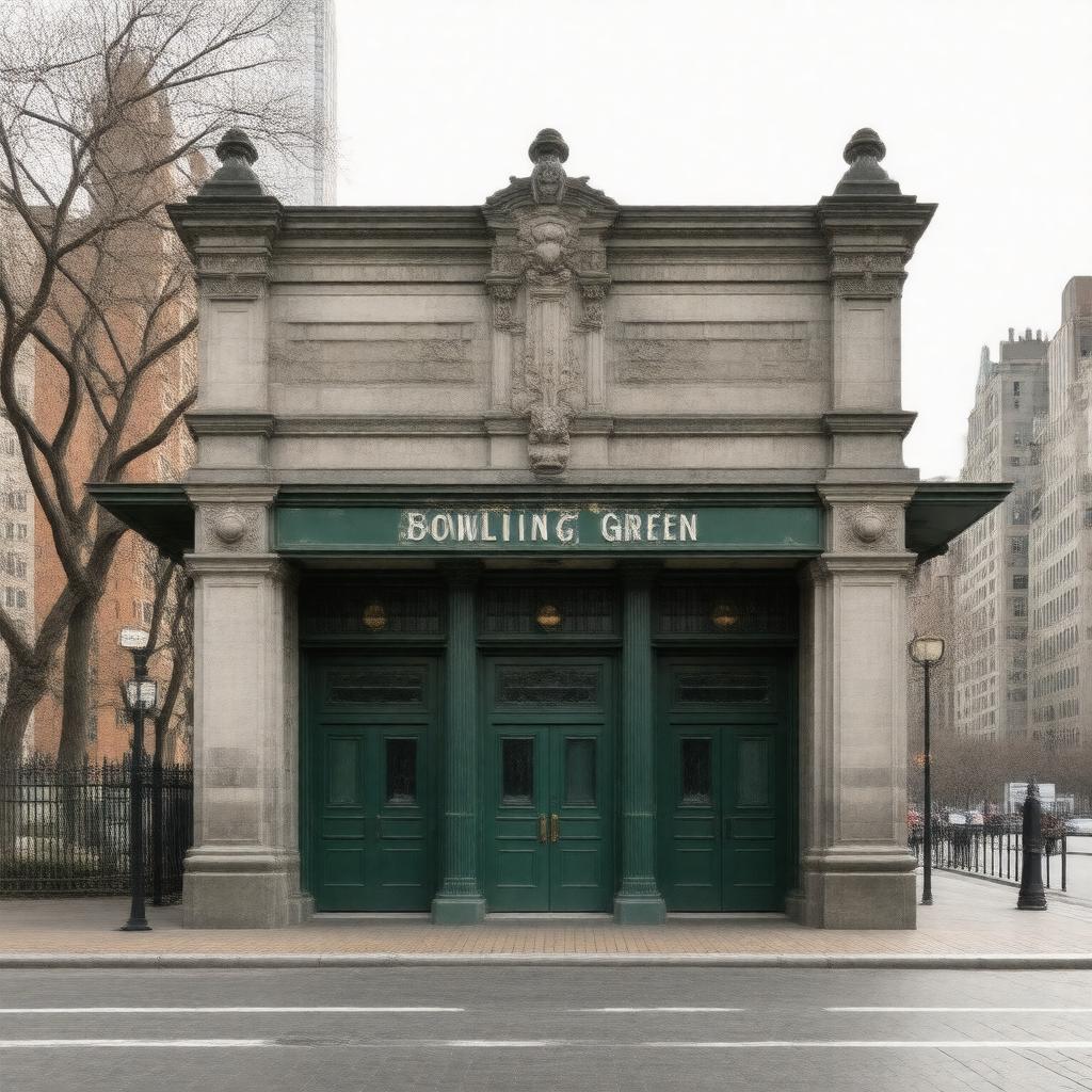 AI-created image of Bowling Green station (New York City)
