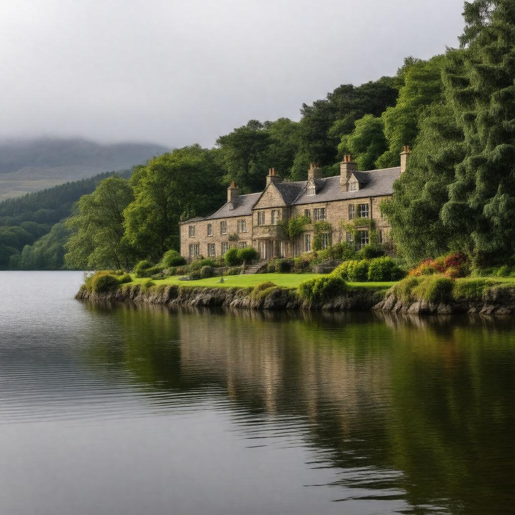 Click to view larger image AI-created image of Brantwood, Cumbria, England