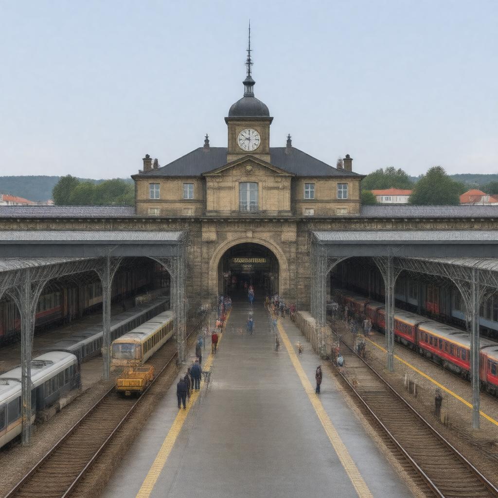AI-created image of Brest railway station