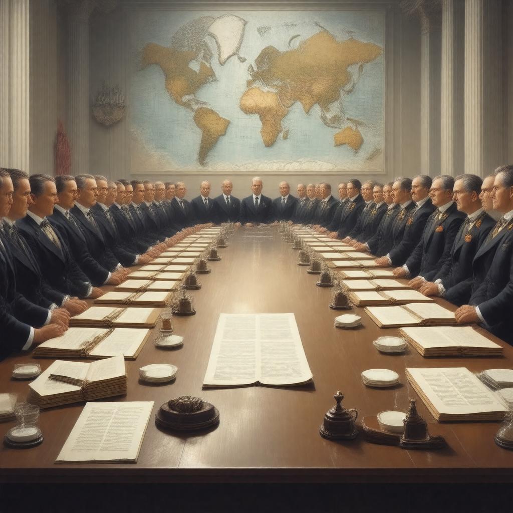 Click to view larger image AI-created image of Bretton Woods Agreement