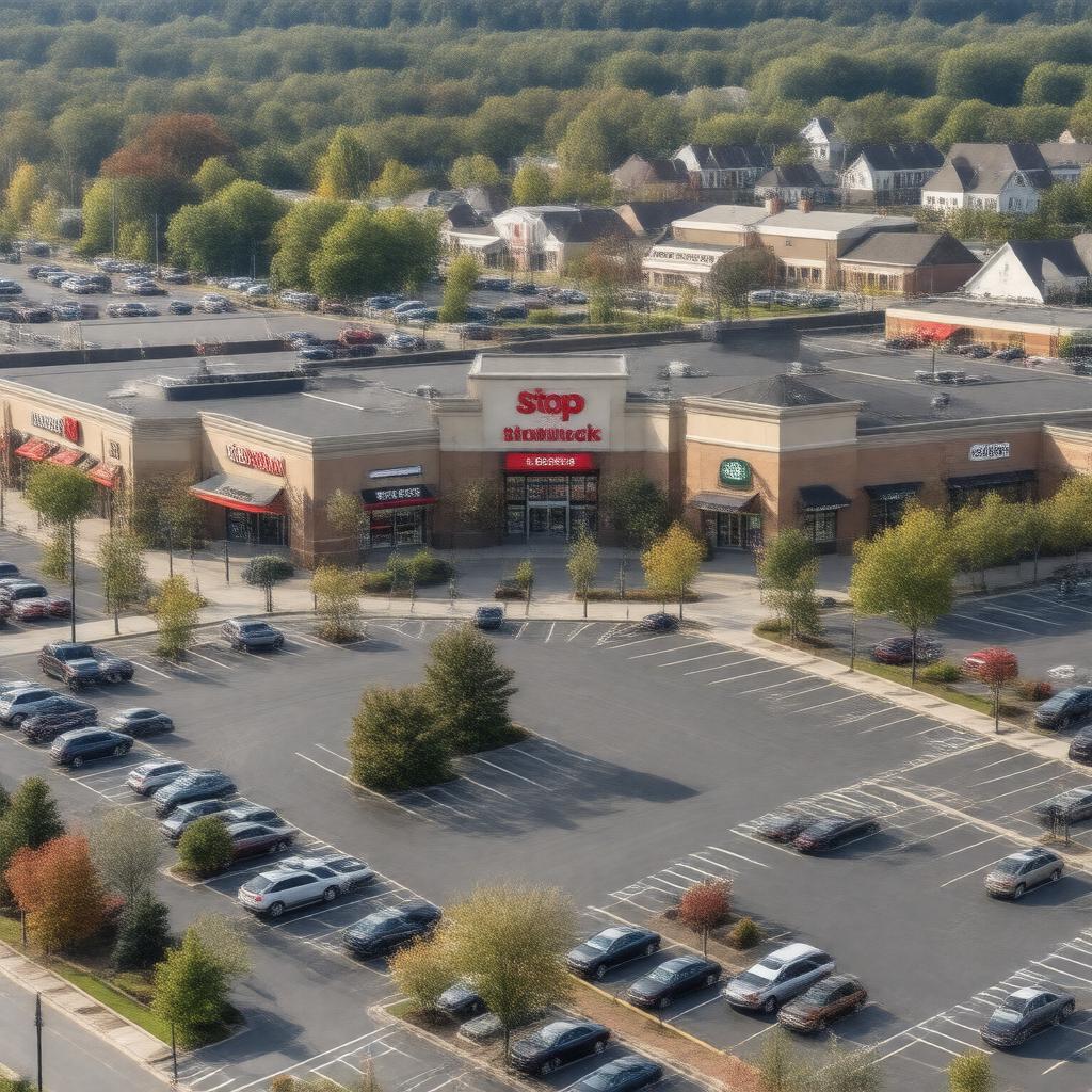 Click to view larger image AI-created image of Broadway Plaza, Arlington, Massachusetts