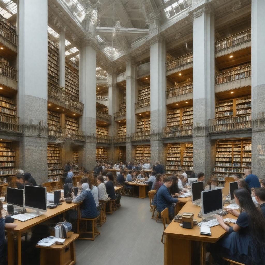 Click to view larger image AI-created image of Brooklyn College Library
