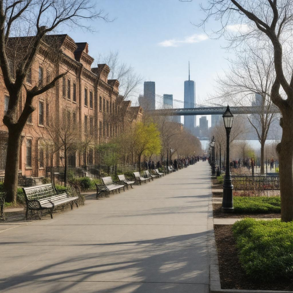 Click to view larger image AI-created image of Brooklyn Heights Promenade