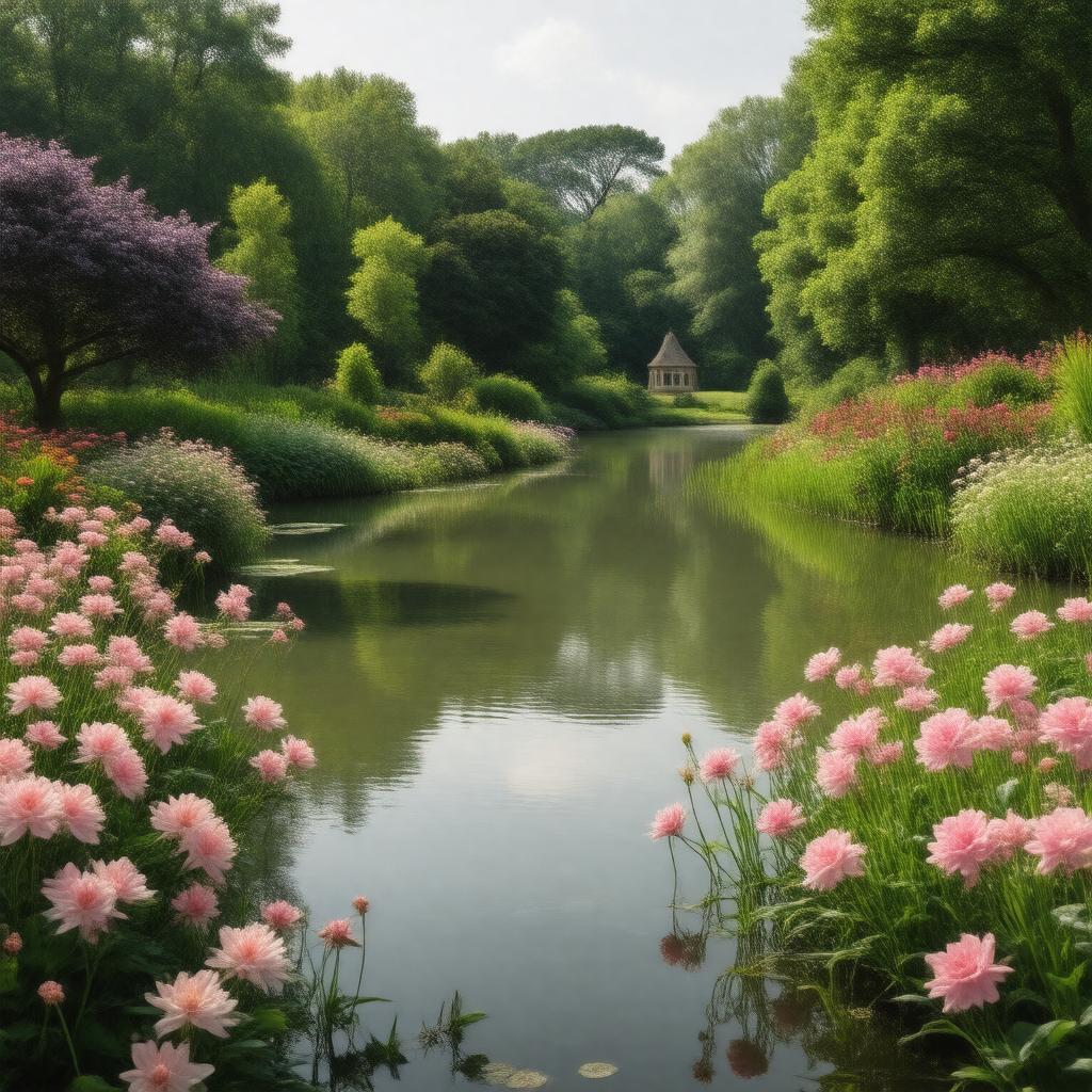 Click to view larger image AI-created image of Buckingham Palace Gardens