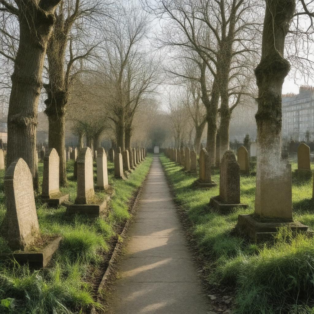 Click to view larger image AI-created image of Bunhill Fields