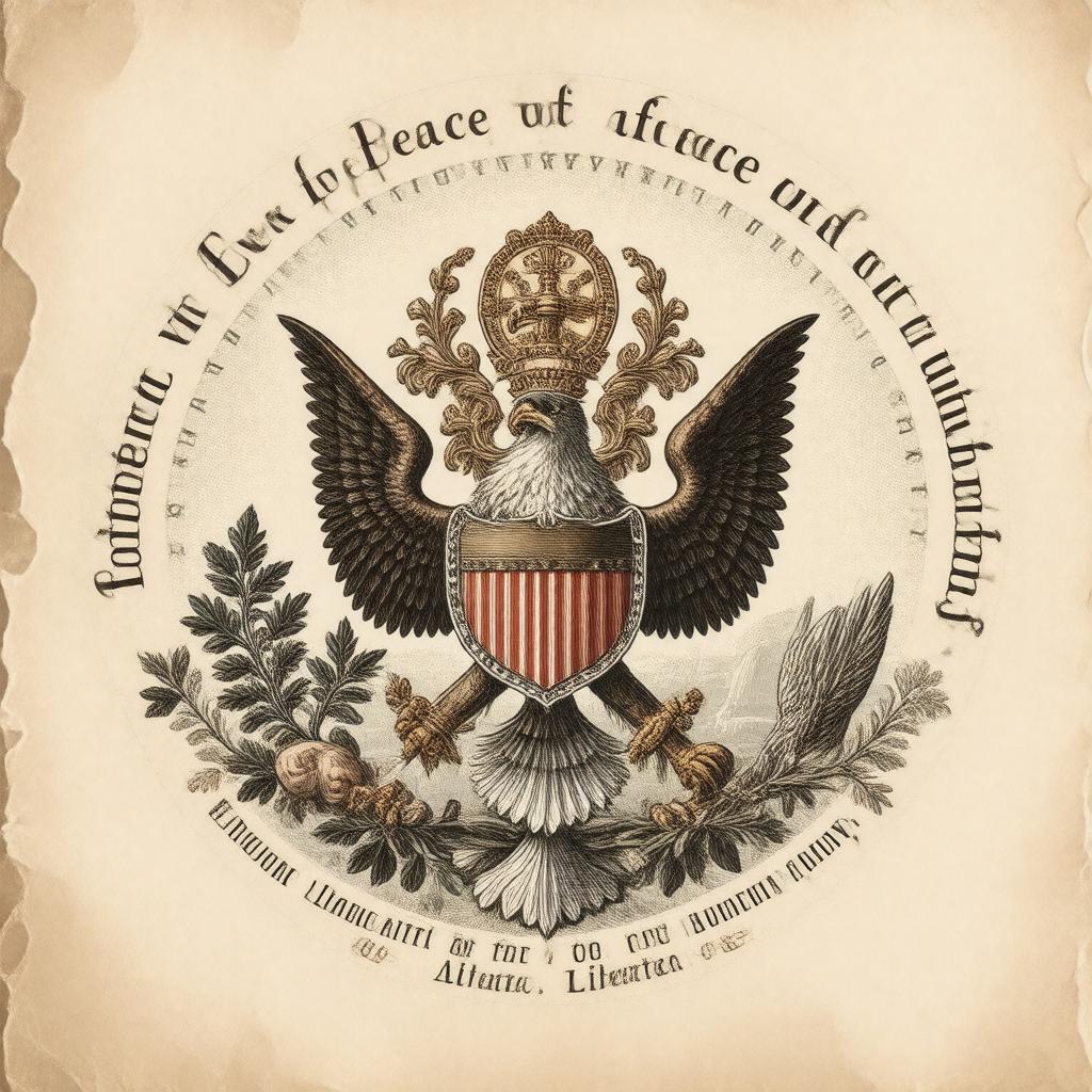 AI-created image of By the sword we seek peace, but peace only under liberty