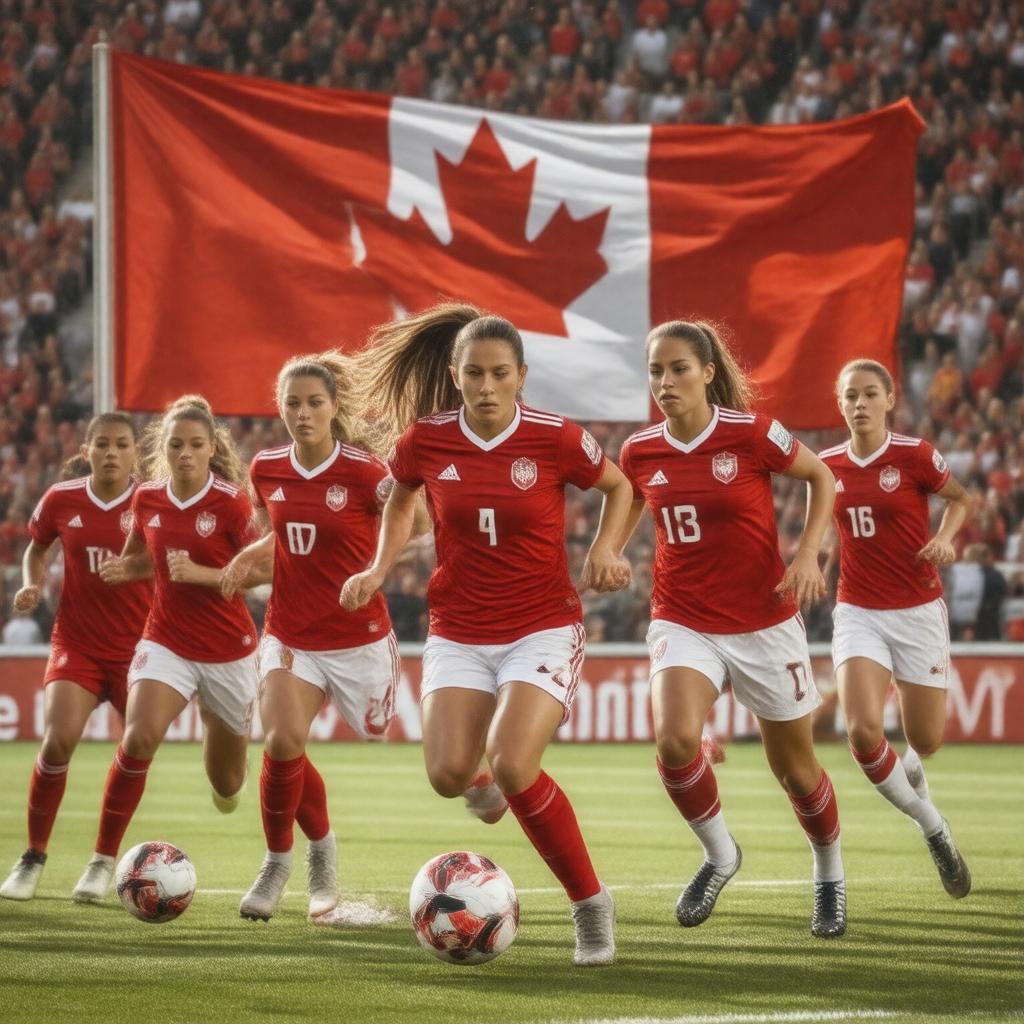 Click to view larger image AI-created image of Canada women's soccer team