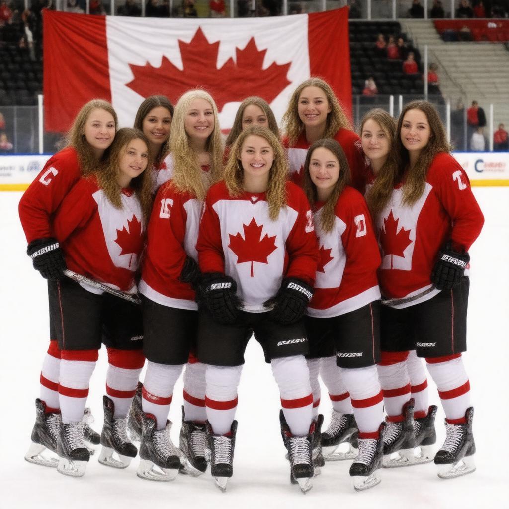AI-created image of Canadian national women's ice hockey team