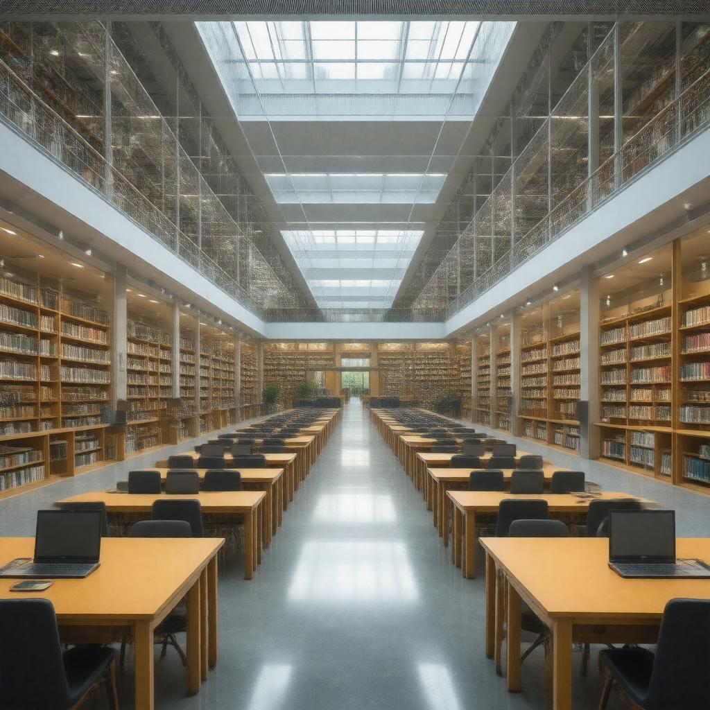 Click to view larger image AI-created image of Carlson Science and Engineering Library