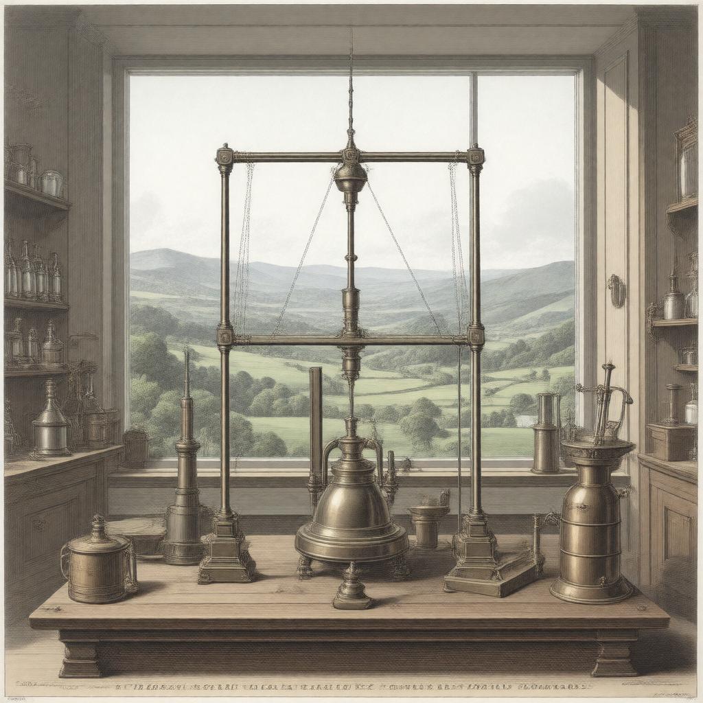 Click to view larger image AI-created image of Cavendish experiment