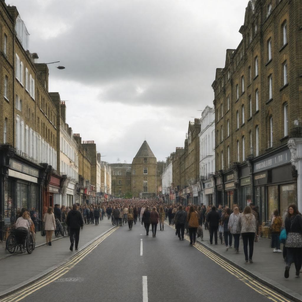 Click to view larger image AI-created image of Chalk Farm Road, London NW1