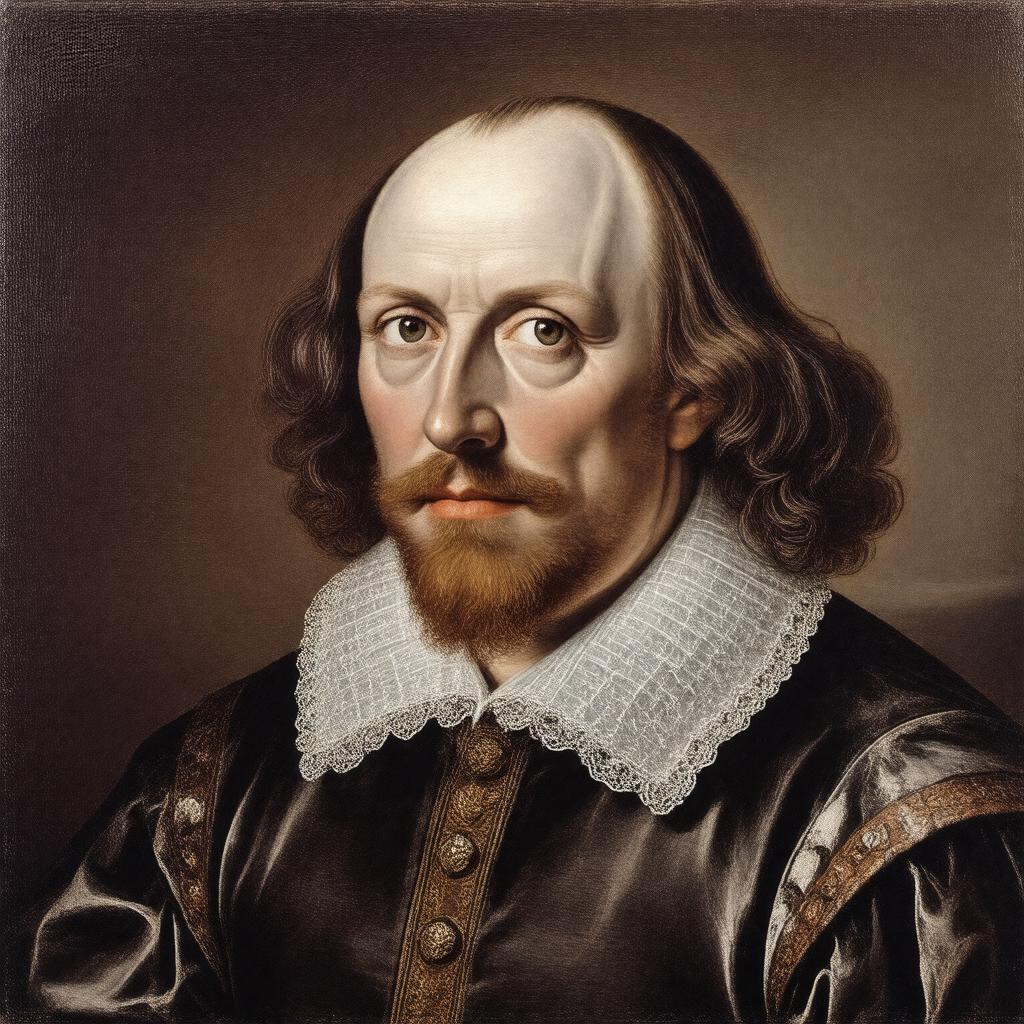 AI-created image of Chandos portrait of William Shakespeare