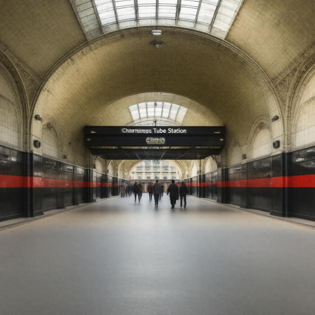 AI-created image of Charing Cross tube station