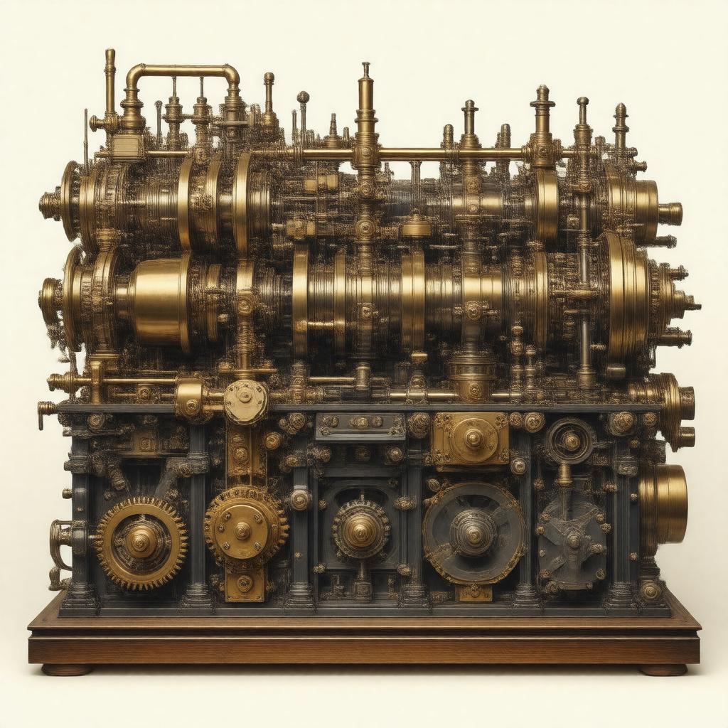 Click to view larger image AI-created image of Charles Babbage's Analytical Engine