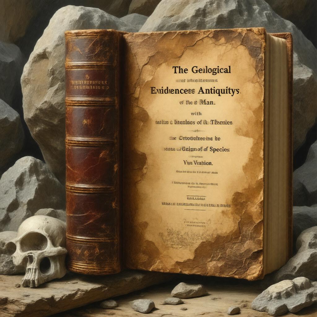 AI-created image of Charles Lyell's Geological Evidences of the Antiquity of Man