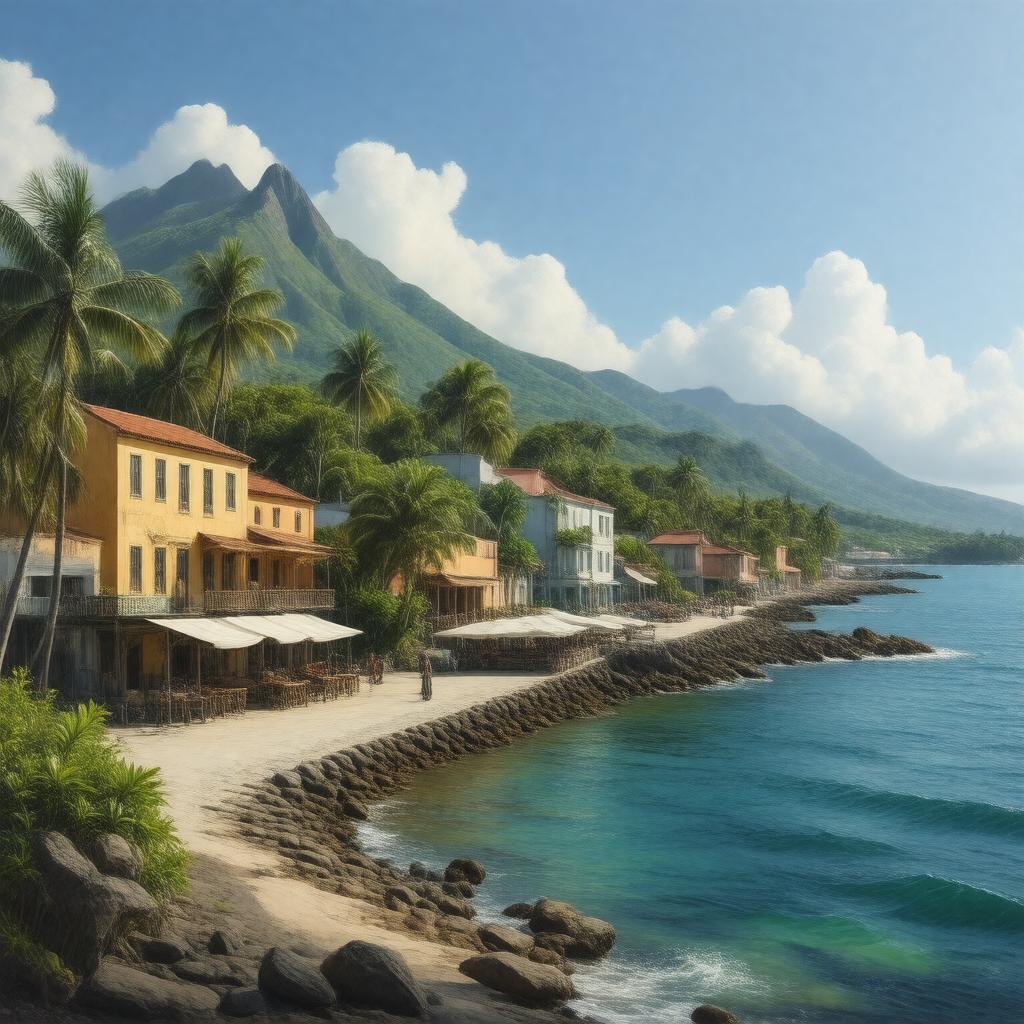 AI-created image of Charlestown, Nevis