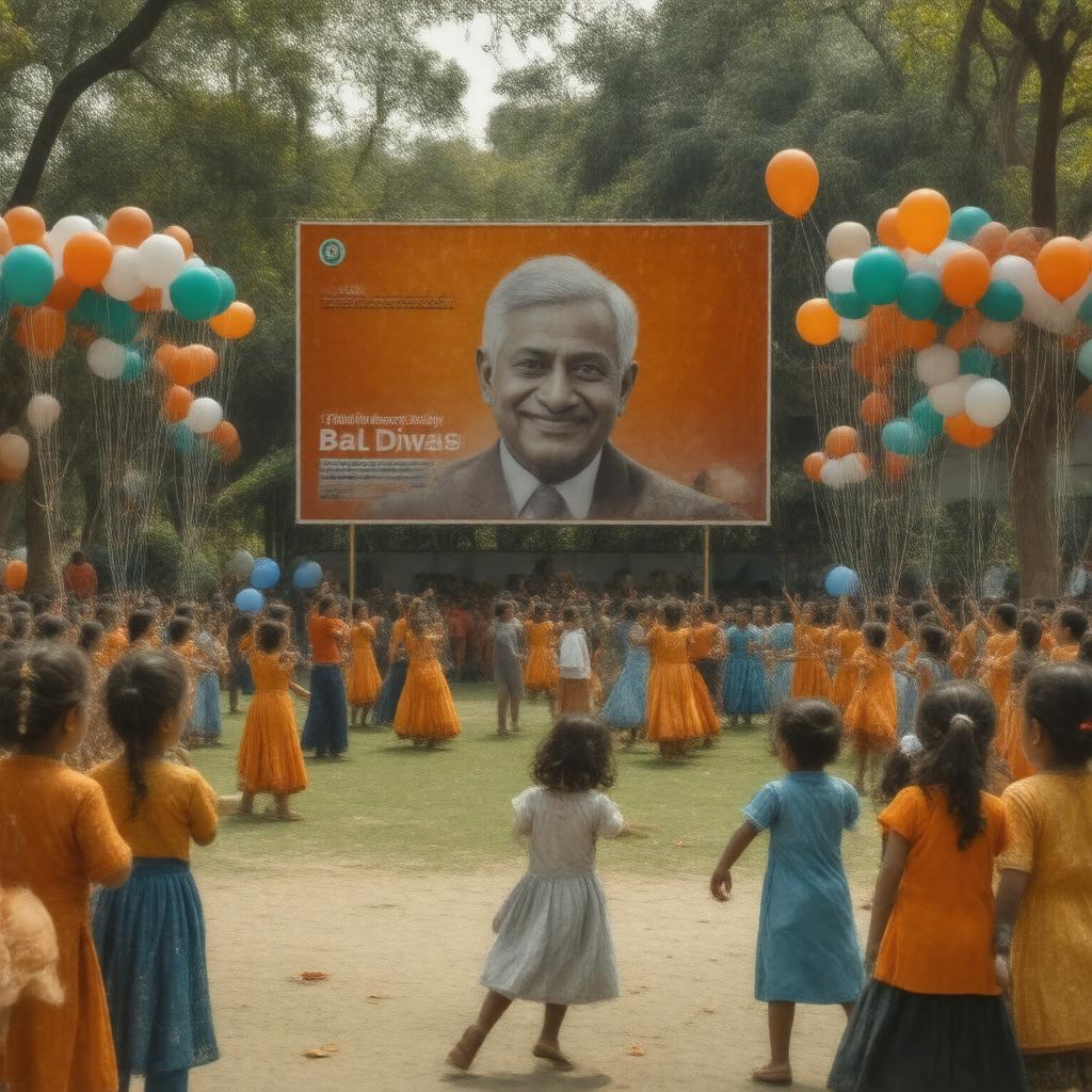 Click to view larger image AI-created image of Children's Day in India