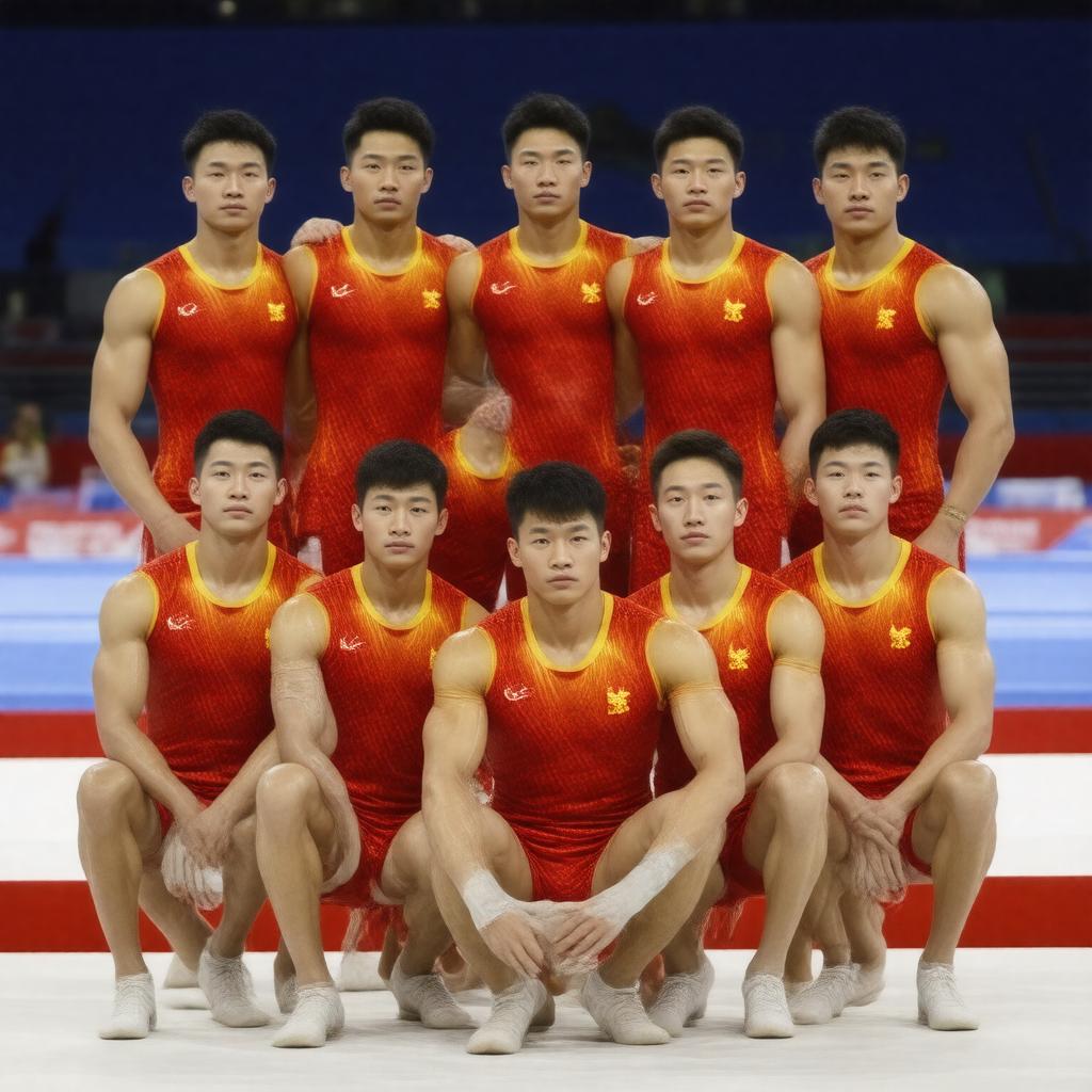AI-created image of China men's gymnastics team