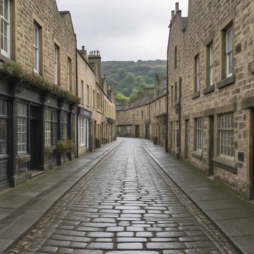 AI-created image of Church Street, Haworth, Keighley BD22 8DR, UK