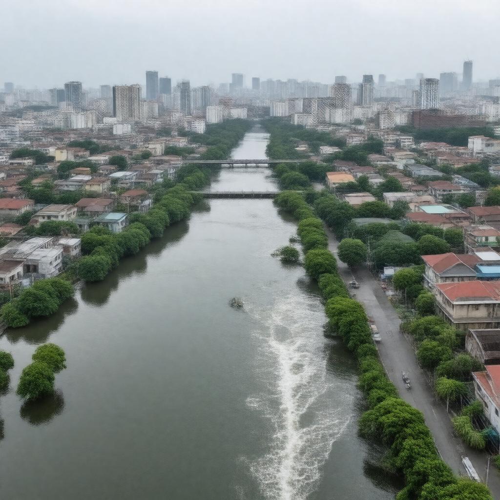 Click to view larger image AI-created image of Ciliwung River