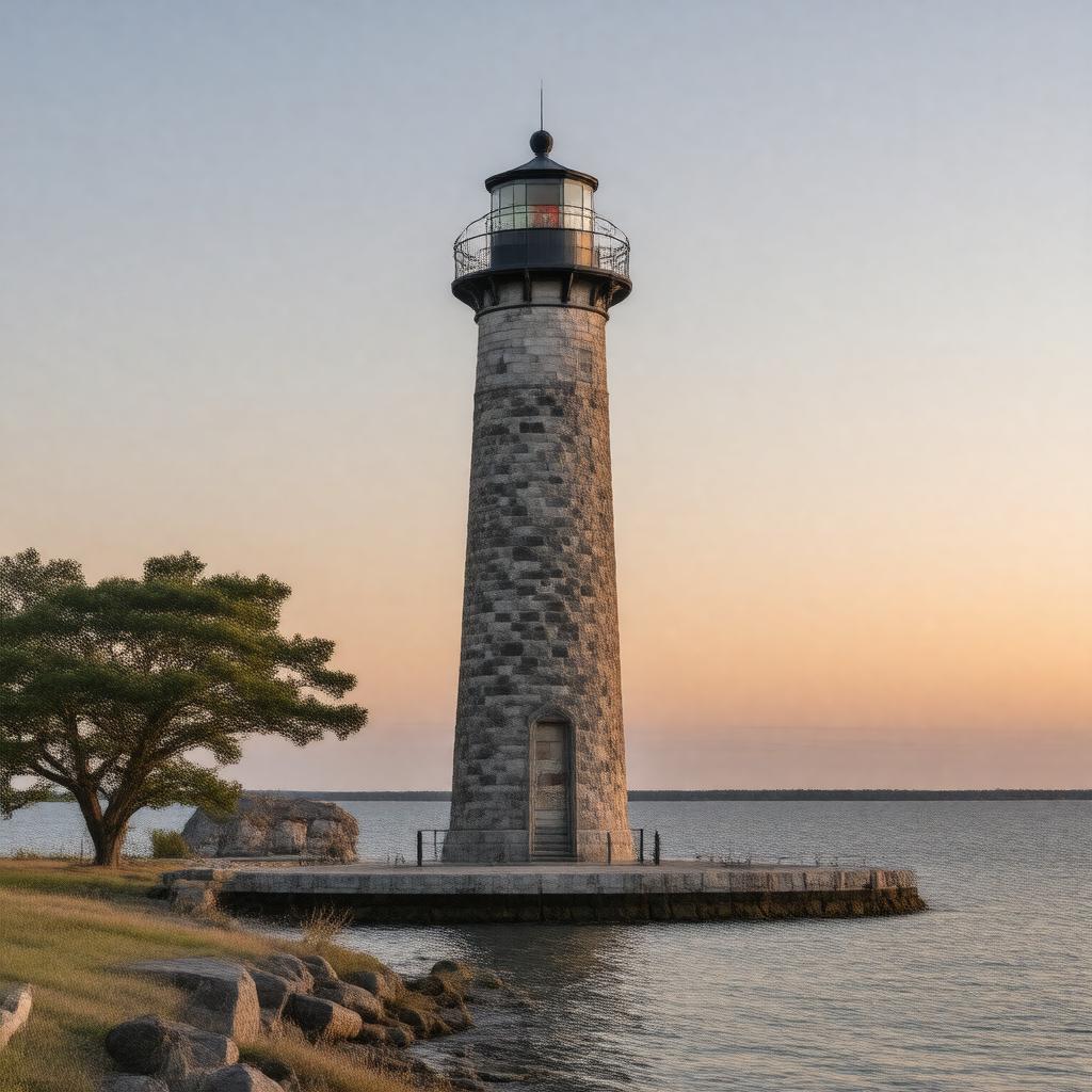 Click to view larger image AI-created image of Clarks Point Light